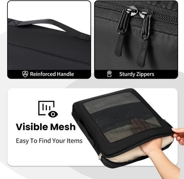 Набір органайзерів для одягу в дорогу Packing Cubes для валізи, 10 шт, легкі дорожні органайзери для подорожей, чорні