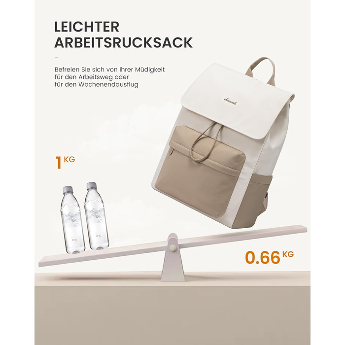 LOVEVOOK Рюкзак для жінок, 15.6 дюймів, рюкзак для школи, підлітки, водонепроникний, дівчатка, легкий, з відділенням для ноутбука, для подорожей, університету, роботи (17.3 дюйма, Бежевий+хакі)