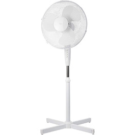 Вентилятор на п'єдесталі Nordic Home Culture з 3 режимами швидкості, вентилятор безшумний і коливальний, діаметр ротора вентилятора 41 см і регулювання висоти до 120 см, поворотний, 50 Вт, білий