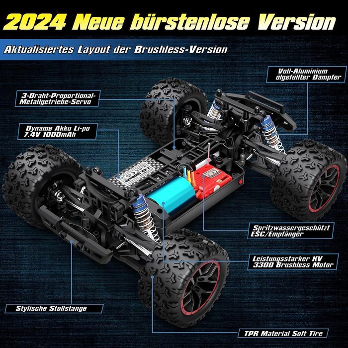 Радіокерований позашляховик Haiboxing 1:18 4WD 48+ км/год, Monster Truck 2.4GHz для дітей та дорослих