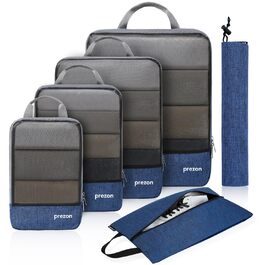 Набір компресійних органайзерів для одягу в дорогу (6 шт.), стискаючі пакувальні куби для валізи та рюкзака, темно-синій