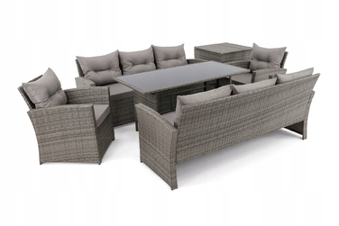 Комплект садових меблів із техноротанга EMWOmeble, сірий, 6 предметів