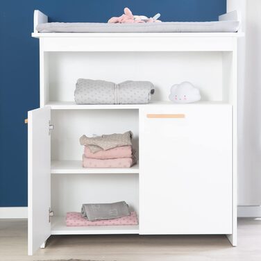 Комплект для дитячої кімнати Roba 'Антон' білий: пеленальний столик з 2 дверцятами, 1 поличкою, висота 90 см, пеленальний вкладиш