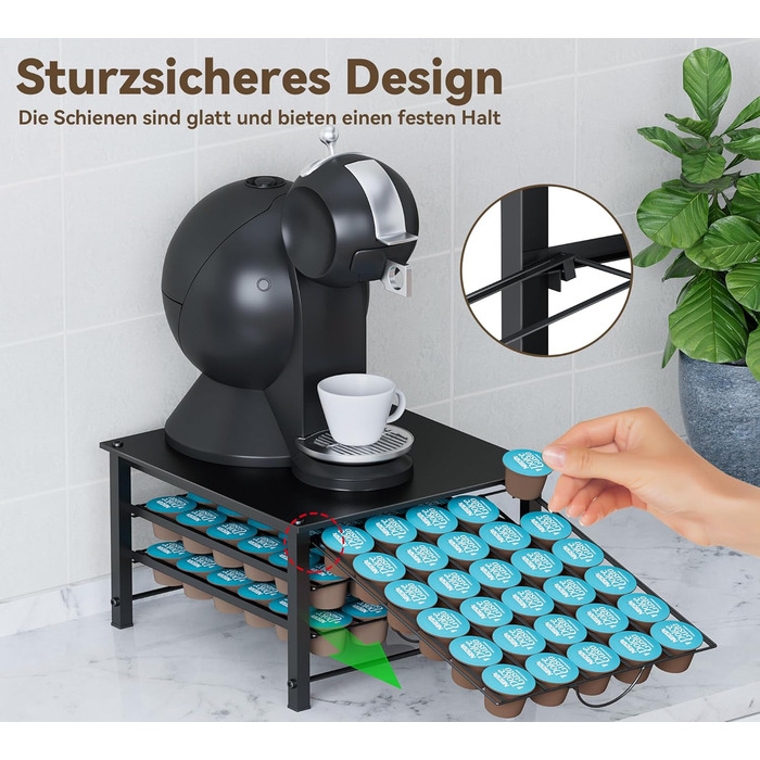 Тримач для капсул Dolce Gusto, металева висувна шухляда на 5 ярусів (90 капсул)