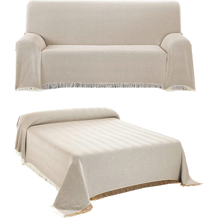 Покривало BEAUTEX - бавовняне ковдру для вітальні, більш зручне, ніж покривало для дивана або дивана - покривало для ліжка - бежеве покривало преміум-класу, 180 х 260 см, 180 х 260 см, бежеве 180 х 260 см