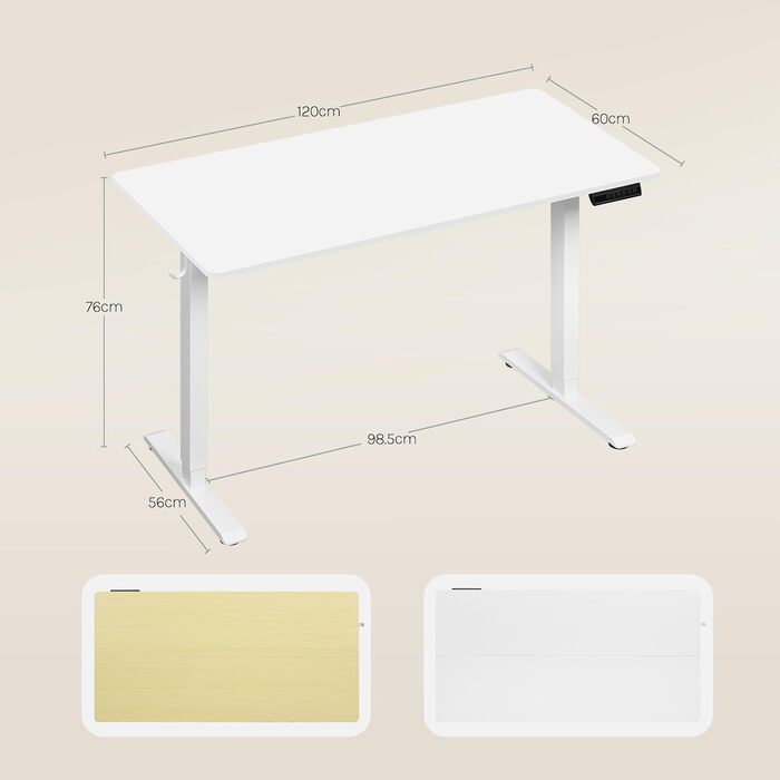 Електричний регульований стіл WOLTU, 120x60 см, білий. З USB-портом, функцією пам'яті, для офісу та дому. Ергономічний стіл для роботи за комп'ютером