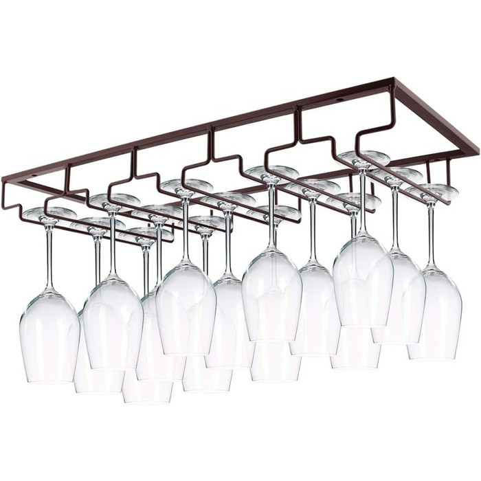 Підставка для келихів з дроту під шафу MOCOUM, 5 рядів, коричнева