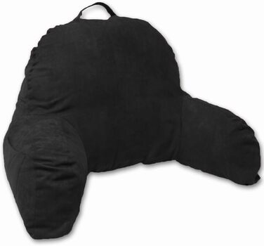 Підголовник для ліжка Deluxe Comfort з мікросуєду - м'яке крісло для читання та відпочинку з підлокітниками, чорний