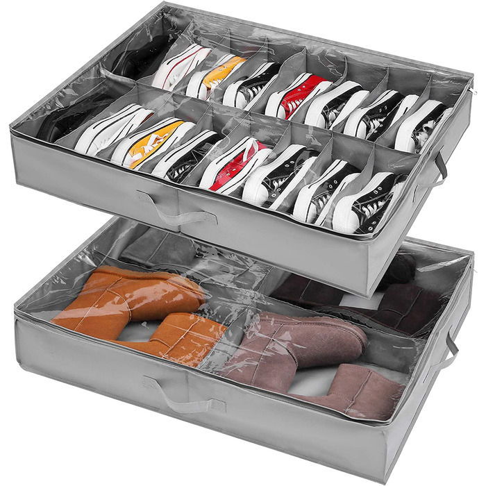 Комод під ліжком для зберігання взуття 2 шт., системи зберігання взуття з 164 відділеннями, органайзер для взуття під ліжком