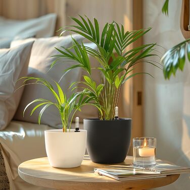 Набір горщиків для квітів T4U 15 см з автополивом та індикатором рівня води (4 шт.) - білий