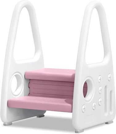 Тритх-стілець для дітей LZQ Kinder Tritthocker: 2 сходинки, піраміда, антиковзкий, пластик, рожевий (2-5 років)