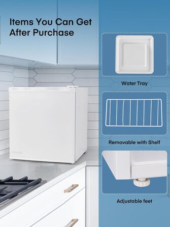 Міні-холодильник E 46L з морозильною камерою, енергоощадний, регулювання температури, білий