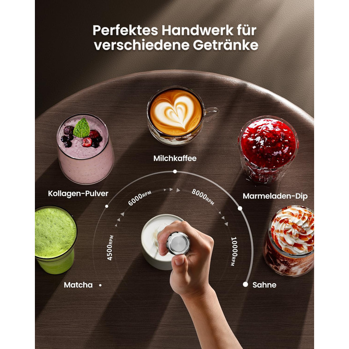 Електричний піноутворювач для молока Maestri House з регулюванням швидкості, знімний металевий вінчик, чорний