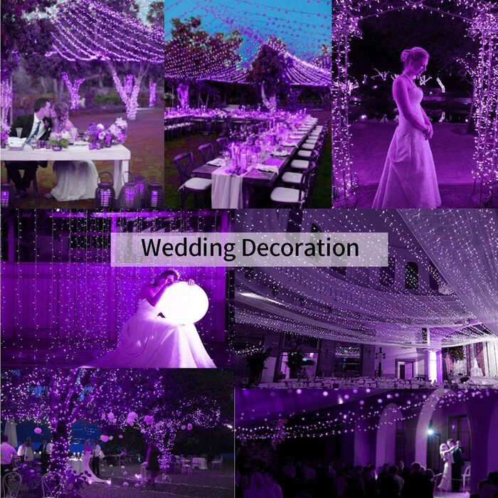 Гірлянда світлодіодна Herbst 35м, 320 LED, фіолетова, для Хелловіну, Різдва, вечірки, саду, дому. Водостійка, 8 режимів, з пам'яттю.