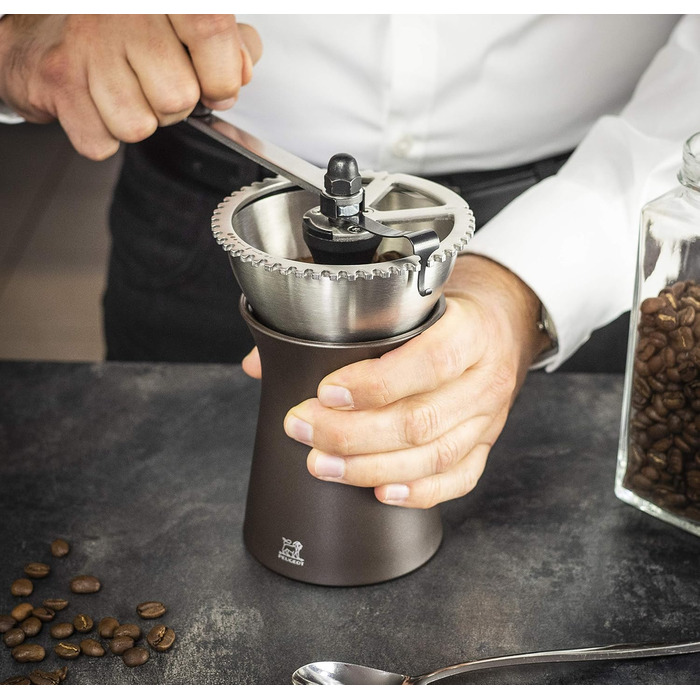 Кавомолка Peugeot Kronos - ручна, з регульованим сталевим жорном, 19 см, шоколадно-коричнева