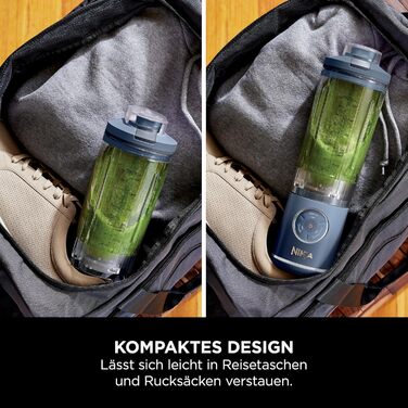 Портативний блендер Ninja Blast Max - 570 мл, акумуляторний, з чашею та кришкою, 3 функції, для смузі та протеїнових коктейлів (Marineblau)