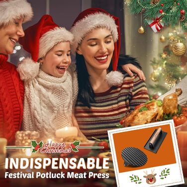 Пресс для бургерів Freelander з чавуну, набір для приготування смашених бургерів (круглий Ø 17.6 см, прямокутний 20.5 см), прес для гриля з термостійкою ручкою, великий бургерний прес для BBQ, стейків, сендвічів, чорного кольору