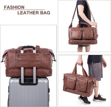 Дорожня сумка, полотняна, велика сумка вихідного дня, велика ручна поклажа, чоловіча або жіноча Дорожня сумка, коричнева 2 сумки, класична