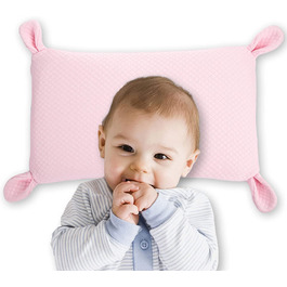 Дитяча подушка з кролячими вушками від 6 до 36 місяців з піни з ефектом пам'яті дихаюча подушка для новонароджених (рожевий модальний)