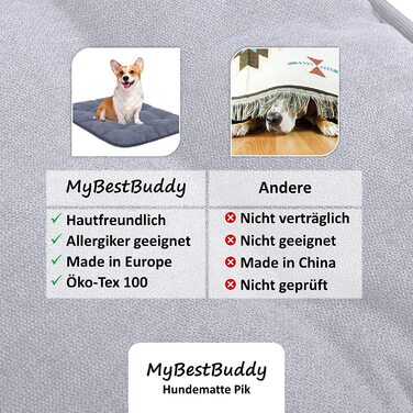 Подушка для собак MyBestBuddy Pik сірого кольору 60x40 см S, стійка до алергії (100 поліестер) - переться при температурі 40C з ворсистим тканинним покриттям - Килимок для собак відповідно. Підстилка для маленьких собак, 60 х 40 см