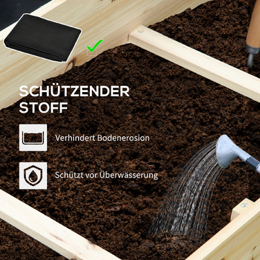 Високий грядка, 3 яруси, внутрішнє покриття з флізеліну, фарбоване натуральне дерево, 117 x 100 x 54 см