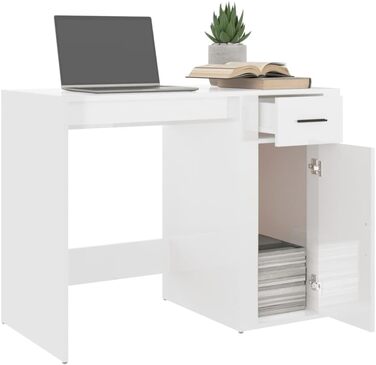 Письмовий стіл глянцевий білий 100x49x75 см інженерна деревина
