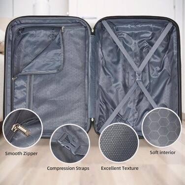 Набір валіз LARVENDER 5-ти частинний, з жорстким корпусом, розширюваний, з кодовим замком