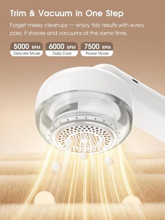 Електричний видальник ворсу 6-лезовий, перезаряджається, з індикатором заряду, для одягу, білий