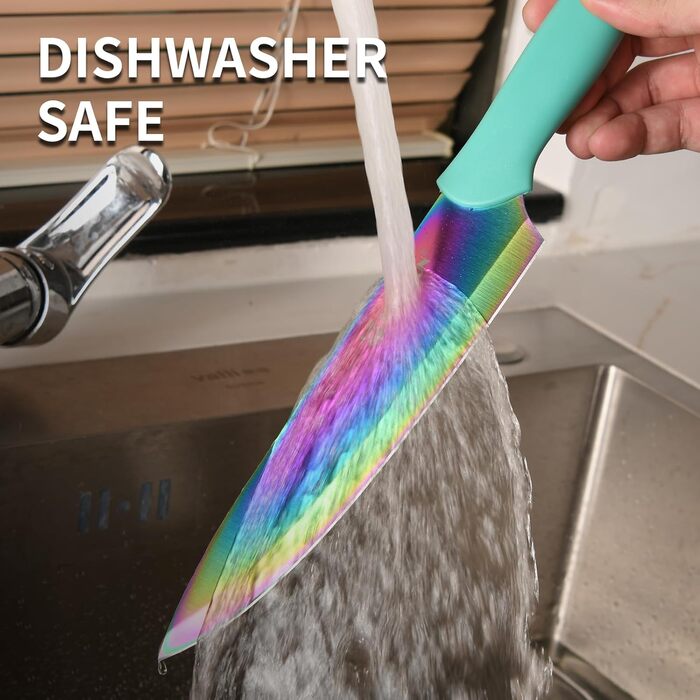 Набір кухонних ножів Katisun, 16 шт. з японської сталі, з бруском для заточування, дощечкою та ножицями. Набір ножів для нарізання, шинкування та нарізання, безпечний для миття в посудомийній машині.