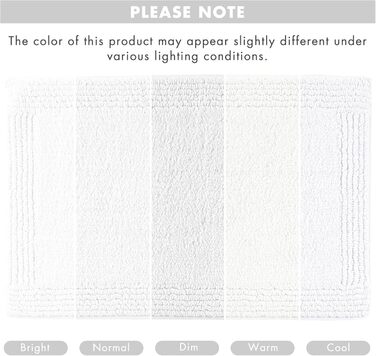 Килимок для ванної кімнати Madison Park Signature Splendor, 100% бавовна, високий ворс, 3000 г/м², готельна якість, швидковисихаючий, 61 x 183 см, білий