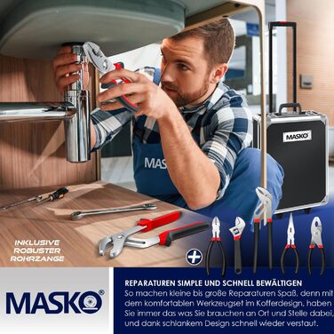 Набір інструментів MASKO 1400 предметів в алюмінієвому кейсі на колесах для дому, авто та хобі - професійний візок для інструментів