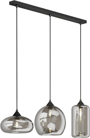 Обідній стіл Lindby Підвісний світильник Скло димчасто-сірий, підвісний світильник Копчене скло Їдальня 3 шт. E27, без лампочки, Підвісна лампа Вітальня, Світильник для їдальні