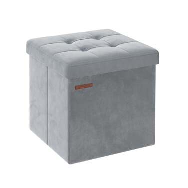 Лавка оксамитова з кришкою - Dove Grey / 38 x 38 x 38 см