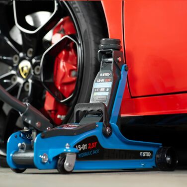 Гідравлічний домкрат STIX 2.5T низькопрофільний з кейсом, гумовими накладками та адаптером для SUV - для легкових та позашляхових автомобілів