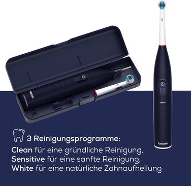 Електрична зубна щітка Beurer TB 50 з 3 програмами очищення, осцилюючо-імпульсна технологія, сенсор тиску, акумулятор на 45 днів