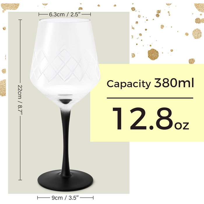 Келихи для білого вина MIAMIO, набір з 4, 380 мл, кришталь, чорний, вкл. аксесуари