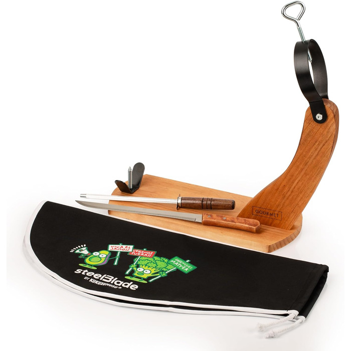 Сталеве лезо 011135 гондола чохол для шинки Kukuxumusu ніж для шинки та крісла - ідеальний тримач для шинки та весла, (Gndola Green Lives Matter, деревина)