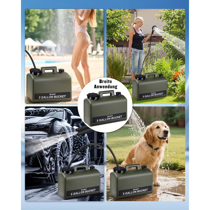 Портативна душова кабіна для кемпінгу з акумулятором 10000mAh та 20л баком, комплект для відпочинку на природі, саду, автомийки та тварин