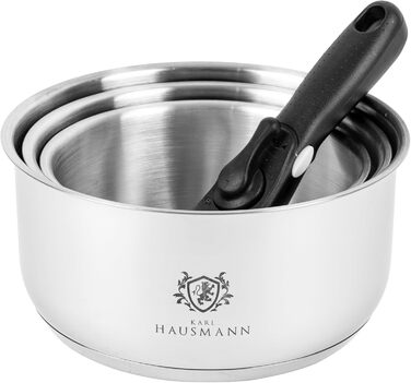 Набір каструль з знімними ручками (3 шт.) - нержавіюча сталь з покриттям - для всіх типів плит