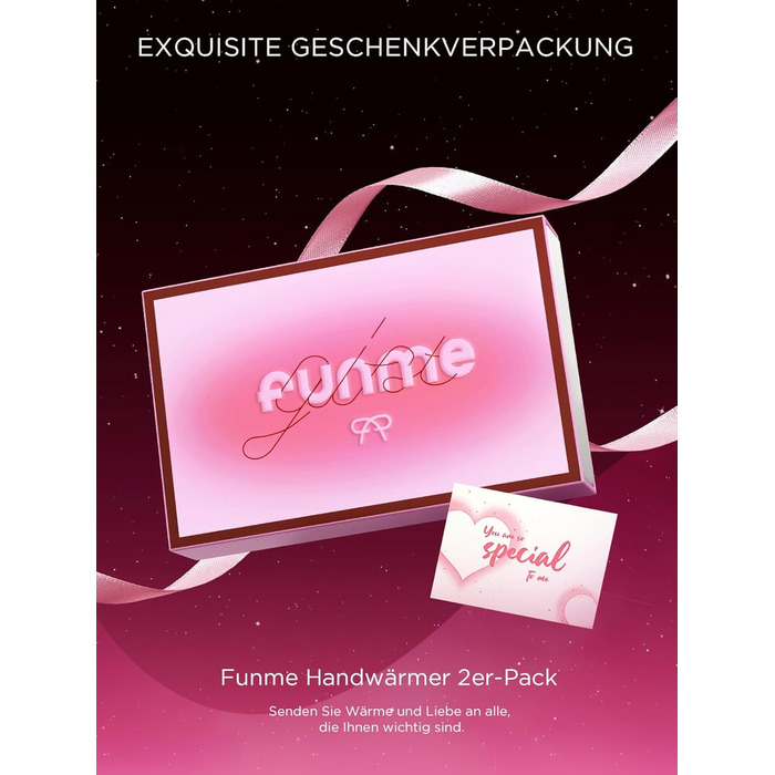 Електричні грілки для рук Funme® 10000mAh (2 шт.) з подарунковою коробкою. USB Powerbank, багаторазові, до 60°C, для жінок, ідеальні для активного відпочинку. OT95 (фіолетове золото)