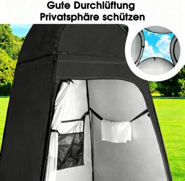 Намет для туалету та душу, переносний, Pop-Up, для кемпінгу та пляжу, з UV захистом 50+, чорний