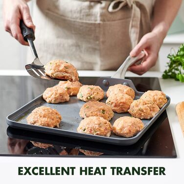 GreenPan Lima квадратна сковорода-гриль з антипригарним покриттям Ceramic, 27.9 см, без PFAS, для духовки, сірий колір