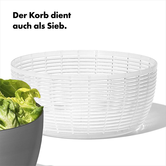 Салатниця-швидкообертач OXO SteeL з нержавіючої сталі з кришкою – для миття та сушіння салату. Нержавіюча сталь, велика