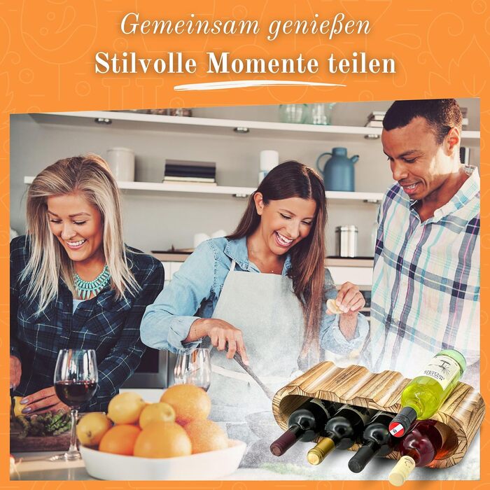 Дерев'яна полиця для вина Rustikales Weinregal - підставка для 8 пляшок, 2 яруси, ручної роботи, олія, для кухні, їдальні, вітальні