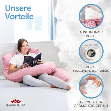 Подушка для сну на боці Lotus [З підігрівом] XXL, подушка комфорту, вагітність, подушка для годування, для кращого та здоровішого сну | (Еріка-фіолетовий)