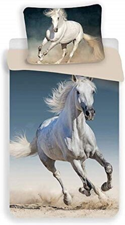 Ліжко Jerry Fabrics Horse 03, 100 бавовна, бежевий/синій/білий, 140x200 70x90 см