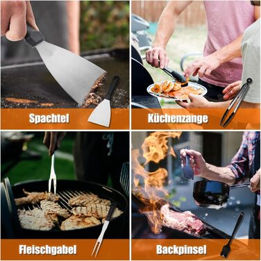 Набір аксесуарів для гриля з нержавіючої сталі: 67 предметів для кемпінгу, BBQ, Smoker, Plancha та газового гриля. Ідеальний подарунок для чоловіків та жінок