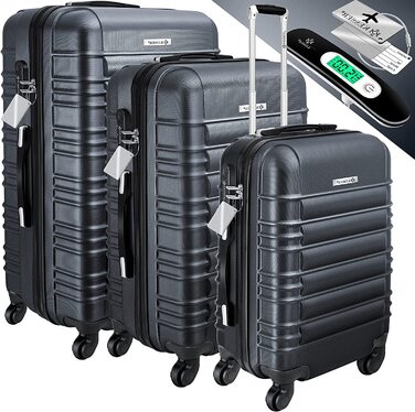 КЕССЕР 3 шт. валіза з твердим корпусом валіза з твердим корпусом Дорожня валіза Комплект Дорожня валіза візок валіза в комплекті. Ваги для валізи багажна бирка Валіза на коліщатках з замком 4 рулони тверда ручка з АБС-пластика M-L-XL з телескопічною ручко