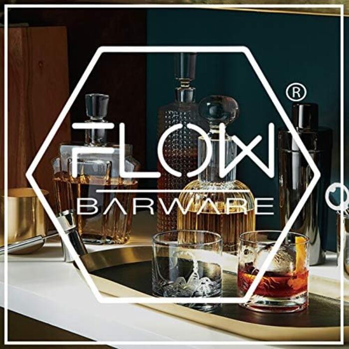 Келихи для віскі та камені для віскі Flow Barware Deluxe, дерев'яна подарункова коробка, вінтажний кришталь для скотчу та коктейлів