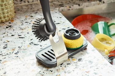 Набір для миття посуду Joseph Joseph SinkTech з підставкою з нержавіючої сталі, міцні щетинки, замінні насадки та підставка для насадок